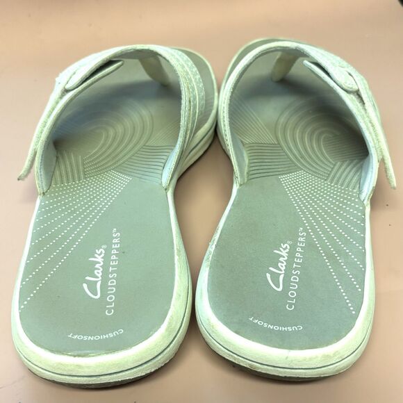 Clarks Cloudsteppers Women’s 10 White Sandals Adjustable Flip Flop Style Sliders - Picture 4 of 9
